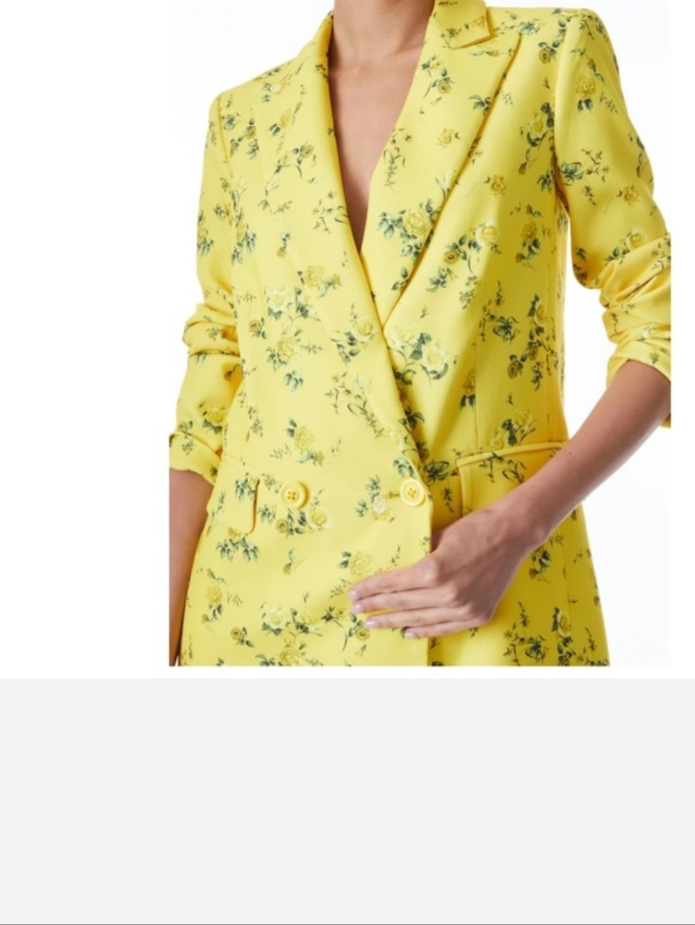 Alice + Olivia 'Justin' yellow floral boyfriend blazer Sz 12 ( No Shorts ) - Picture 2 of 12